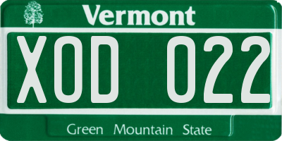 VT license plate XOD022