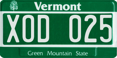 VT license plate XOD025