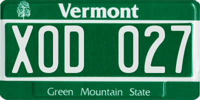 VT license plate XOD027