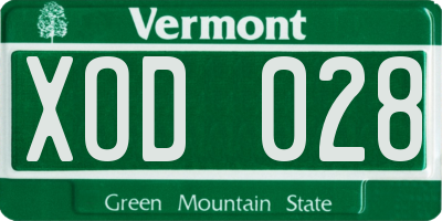 VT license plate XOD028