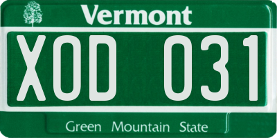 VT license plate XOD031