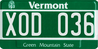 VT license plate XOD036