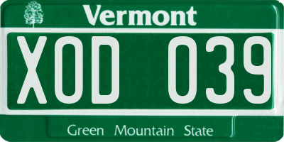 VT license plate XOD039