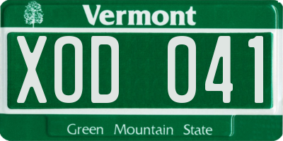 VT license plate XOD041