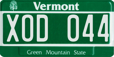 VT license plate XOD044