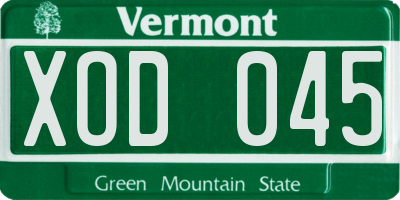 VT license plate XOD045