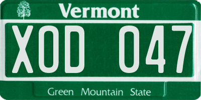 VT license plate XOD047