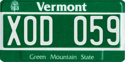 VT license plate XOD059