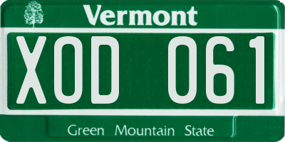 VT license plate XOD061