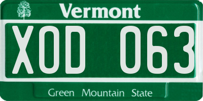 VT license plate XOD063