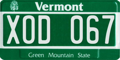VT license plate XOD067