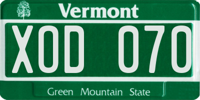 VT license plate XOD070
