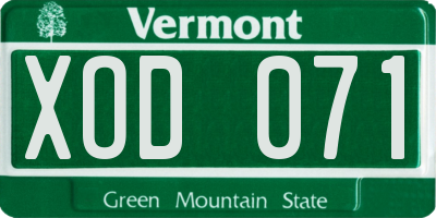 VT license plate XOD071