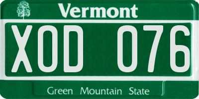 VT license plate XOD076