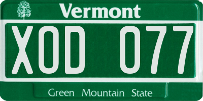 VT license plate XOD077