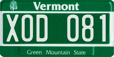 VT license plate XOD081