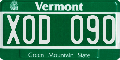 VT license plate XOD090