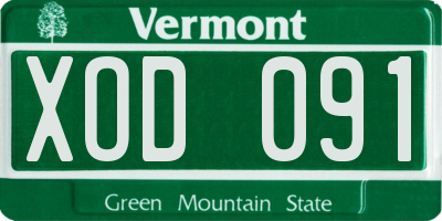 VT license plate XOD091