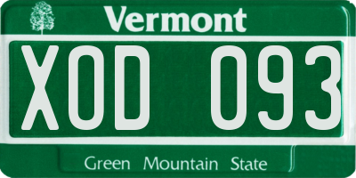 VT license plate XOD093