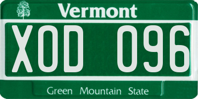 VT license plate XOD096