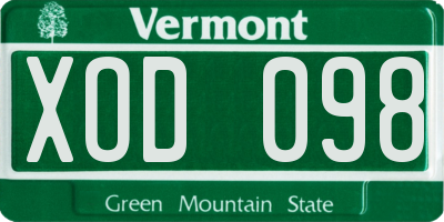 VT license plate XOD098