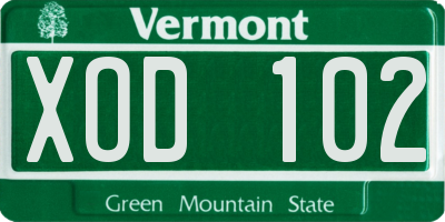 VT license plate XOD102