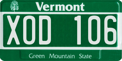 VT license plate XOD106