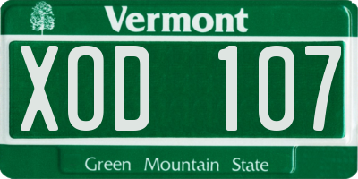 VT license plate XOD107