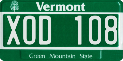 VT license plate XOD108