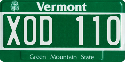 VT license plate XOD110