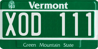 VT license plate XOD111