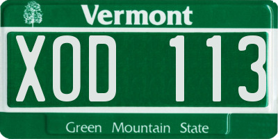VT license plate XOD113