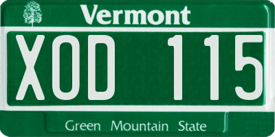 VT license plate XOD115