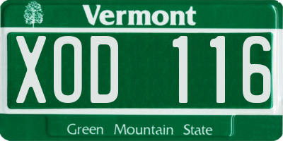 VT license plate XOD116