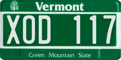 VT license plate XOD117