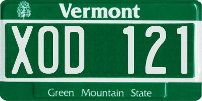 VT license plate XOD121