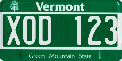 VT license plate XOD123
