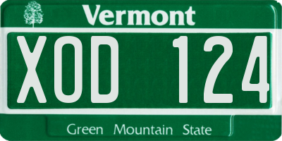 VT license plate XOD124