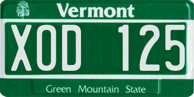 VT license plate XOD125