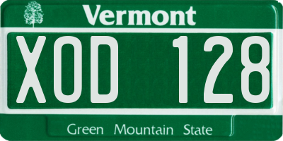 VT license plate XOD128