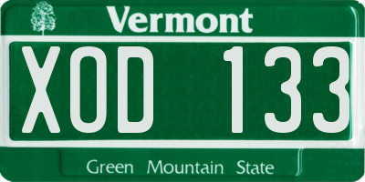 VT license plate XOD133