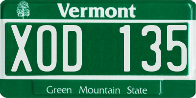 VT license plate XOD135