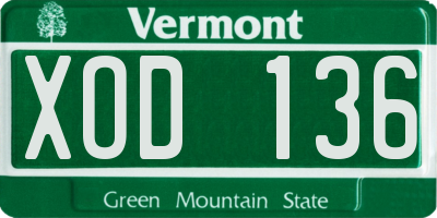 VT license plate XOD136