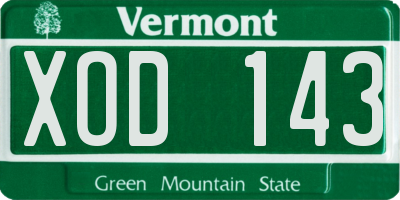 VT license plate XOD143