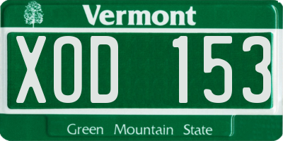 VT license plate XOD153