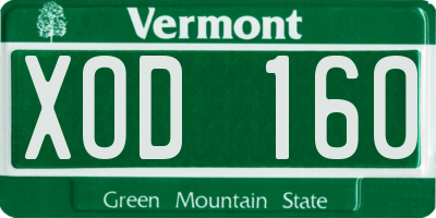 VT license plate XOD160