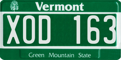 VT license plate XOD163