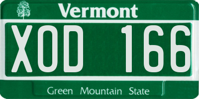 VT license plate XOD166