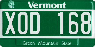 VT license plate XOD168