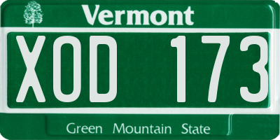 VT license plate XOD173